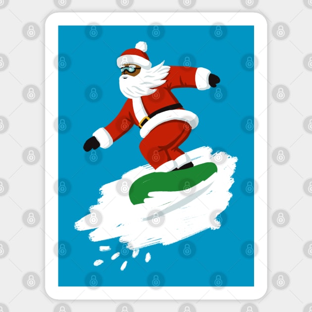 Snowboarding Black Santa Sticker by BexMorleyArt